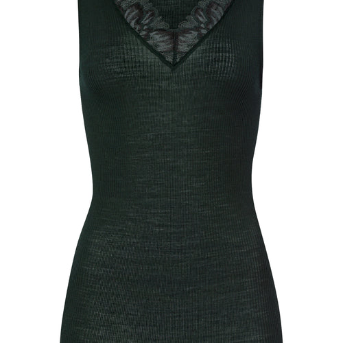 Celeste Wool And Silk Lace Trim Tank Top | Dark Malachite 70816-2709