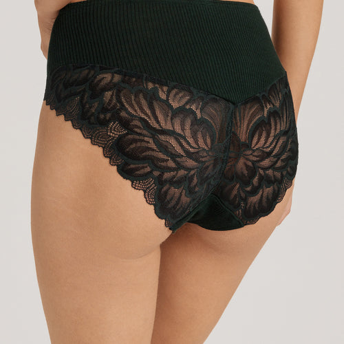 Celeste Wool And Silk Lace Trim Full Briefs | Dark Malachite 70819-2709