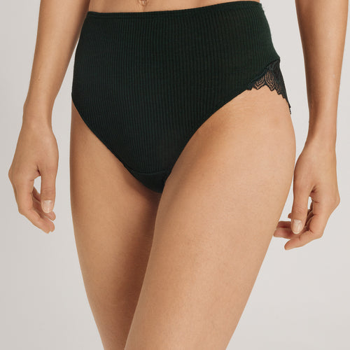 Celeste Wool And Silk Lace Trim Full Briefs | Dark Malachite 70819-2709