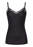 Woolen Lace Lace Trim Wool And Silk Camisole | Black 70827-019