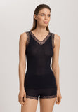 Woolen Lace Lace Trim Wool And Silk Tank Top | Black 70828-019