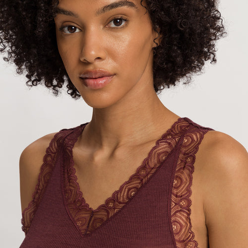 Woolen Lace Lace Trim Wool And Silk Tank Top | Vivid Brown 70828-2421