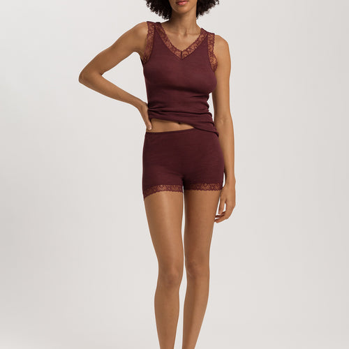 Woolen Lace Lace Trim Wool And Silk Tank Top | Vivid Brown 70828-2421