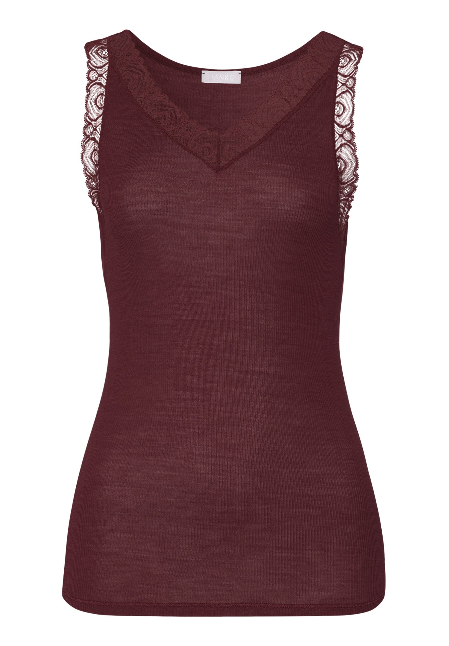 Woolen Lace Lace Trim Wool And Silk Tank Top | Vivid Brown 70828-2421