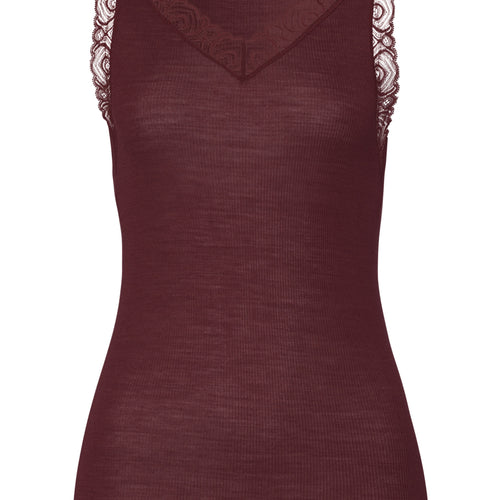 Woolen Lace Lace Trim Wool And Silk Tank Top | Vivid Brown 70828-2421