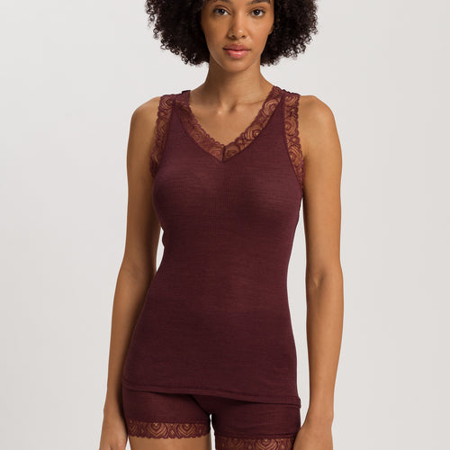 Woolen Lace Lace Trim Wool And Silk Tank Top | Vivid Brown 70828-2421