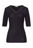 Woolen Lace Lace Trim Wool And Silk Top | Black 70829-019
