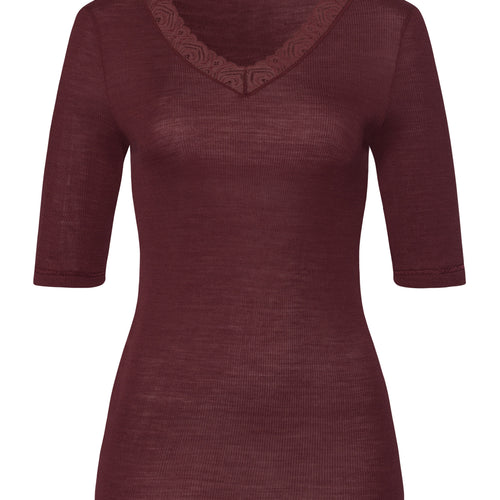 Woolen Lace Lace Trim Wool And Silk Top | Vivid Brown 70829-2421