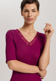 Woolen Lace Lace Trim Wool And Silk Top | Pink Tourmaline 70829-2473
