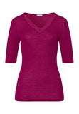 Woolen Lace Lace Trim Wool And Silk Top | Pink Tourmaline 70829-2473