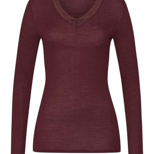 Woolen Lace Lace Trim Wool And Silk Top | Vivid Brown 70830-2421