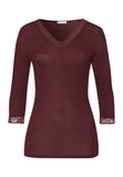 Woolen Lace Lace Trim Wool And Silk Top | Vivid Brown 70831-2421