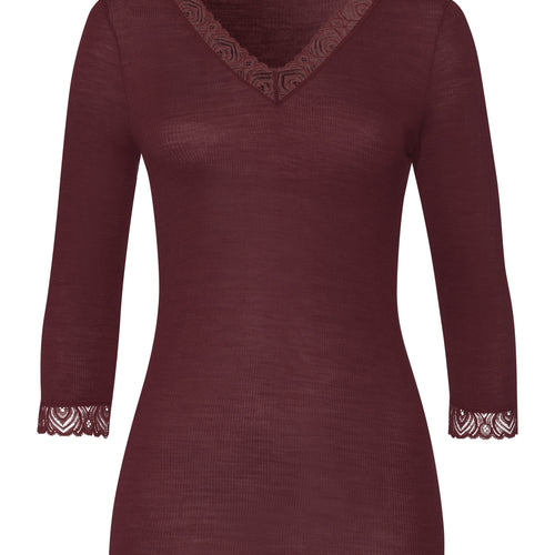 Woolen Lace Lace Trim Wool And Silk Top | Vivid Brown 70831-2421