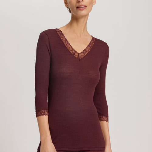 Woolen Lace Lace Trim Wool And Silk Top | Vivid Brown 70831-2421