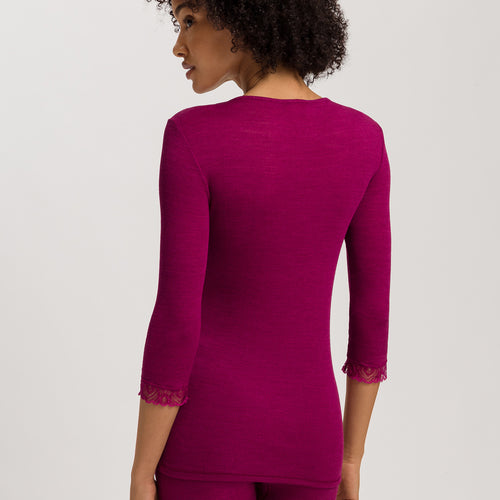 Woolen Lace Lace Trim Wool And Silk Top | Pink Tourmaline 70831-2473