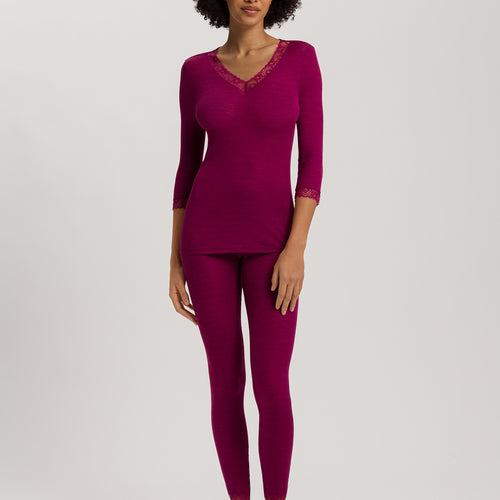 Woolen Lace Lace Trim Wool And Silk Top | Pink Tourmaline 70831-2473