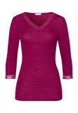 Woolen Lace Lace Trim Wool And Silk Top | Pink Tourmaline 70831-2473