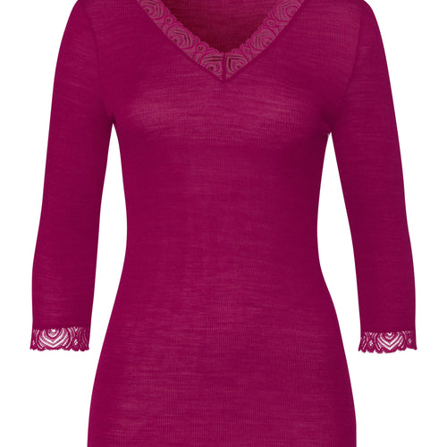 Woolen Lace Lace Trim Wool And Silk Top | Pink Tourmaline 70831-2473