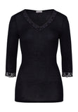 70973 Woolen Lace 3/4 Sleeve Shirt - 019 Black