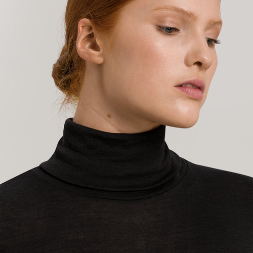 71423 Woolen Silk W Turtleneck Shirt - 018 Black