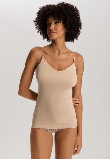 Cotton Seamless Spaghetti Cami Padded | Iced Cappuccino 71605-2846