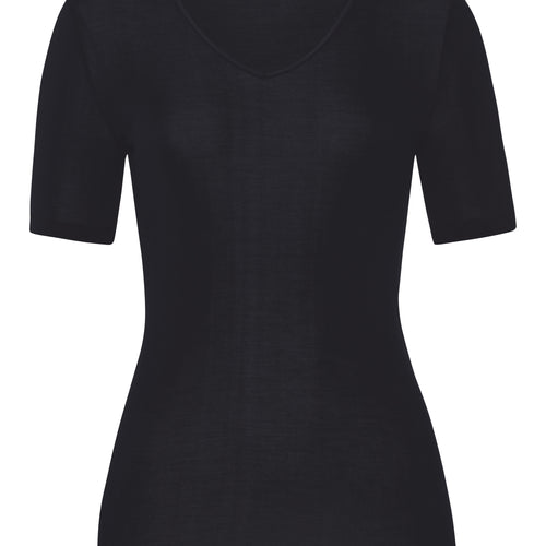71718 Pure Silk Short Slv Shirt - 019 Black