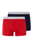 73078 Cotton Essentials Boxer Briefs 2-Pack - 2896 Deep Navy/ Bright Red