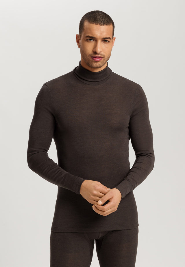 Woolen Silk M Thermal Turtleneck | Earthy Ink 73403-2147