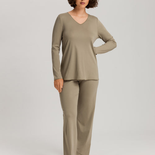 Cotton Silk V-Neck Cotton Pajama Set | Silver Sage 74816-2651