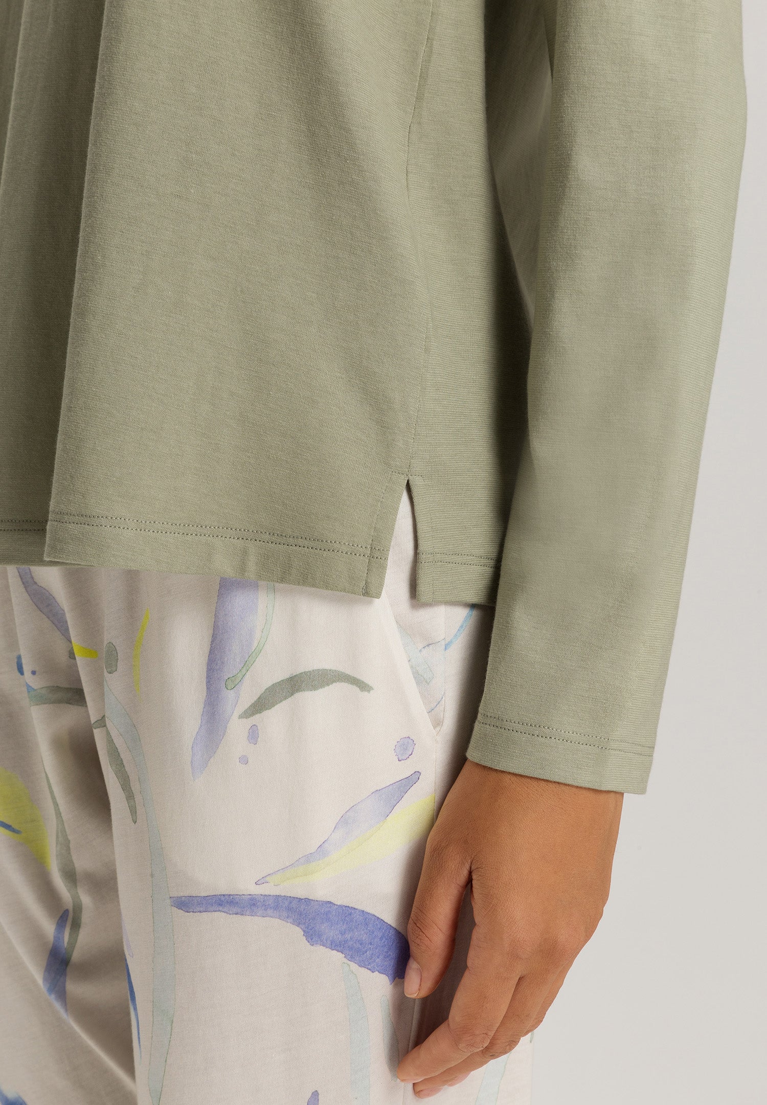 Sleep And Lounge Relaxed Round Neck Top | Crystal Green 74844-2732