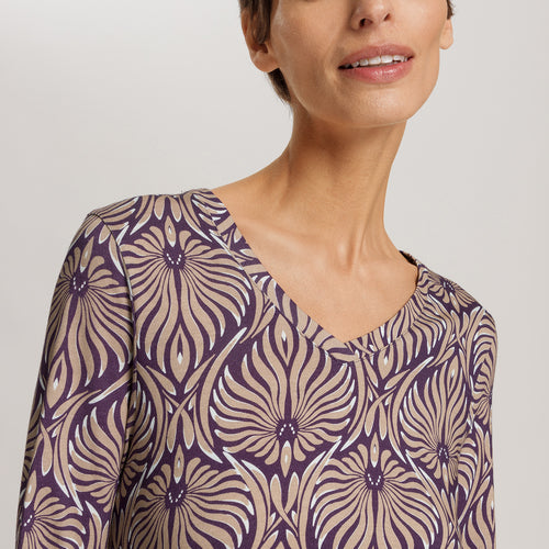 Sleep And Lounge Long Sleeve Nightgown 95cm | Amethyst Damask 74847-3049