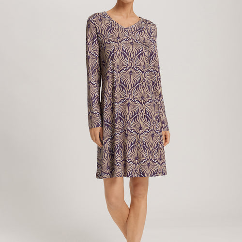 Sleep And Lounge Long Sleeve Nightgown 95cm | Amethyst Damask 74847-3049