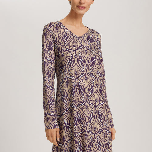 Sleep And Lounge Long Sleeve Nightgown 95cm | Amethyst Damask 74847-3049
