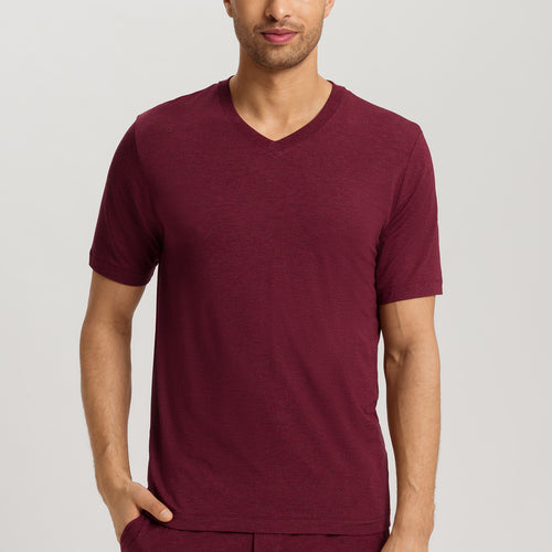Casuals Soft V-Neck T-Shirt | Carbernet Melange 75035-3045