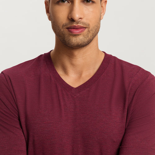 Casuals Soft V-Neck T-Shirt | Carbernet Melange 75035-3045