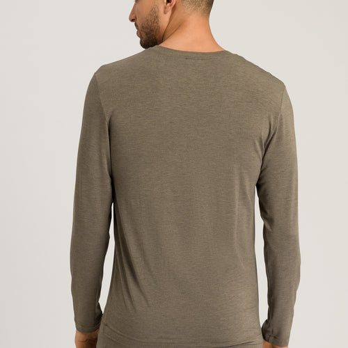 75036 Casuals L/Slv Shirt V-Neck - 1267 Dark Elmwood Melange