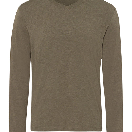 75036 Casuals L/Slv Shirt V-Neck - 1267 Dark Elmwood Melange