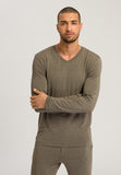 75036 Casuals L/Slv Shirt V-Neck - 1267 Dark Elmwood Melange