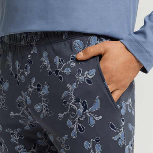 Night And Day Cotton Pajama Set | Aqua Ink Leaves 75111-3025