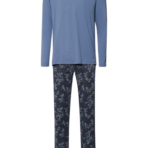 Night And Day Cotton Pajama Set | Aqua Ink Leaves 75111-3025
