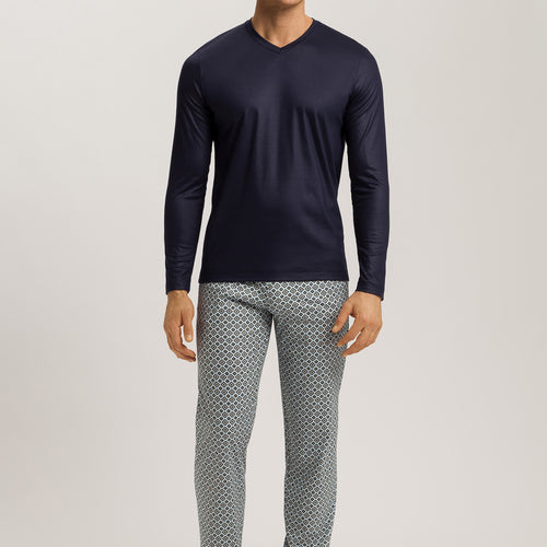 Night And Day Cotton V-Neck Pajama Set | Grey Gems Print 75462-3071