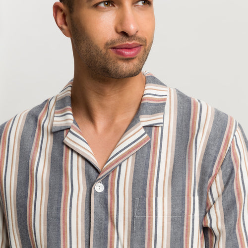 Cozy Comfort Cotton Flannel Button Front Pajama Set | Redwood Stripe 75724-3043