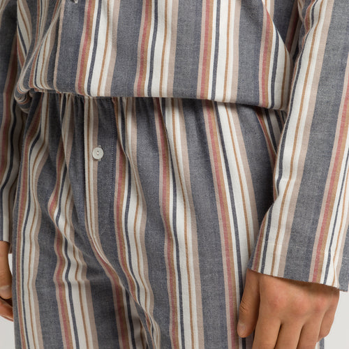 Cozy Comfort Cotton Flannel Button Front Pajama Set | Redwood Stripe 75724-3043
