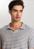 Loungy Summer S/Slv Shirt V-Neck | Deep Breeze Stripe 75785-3026
