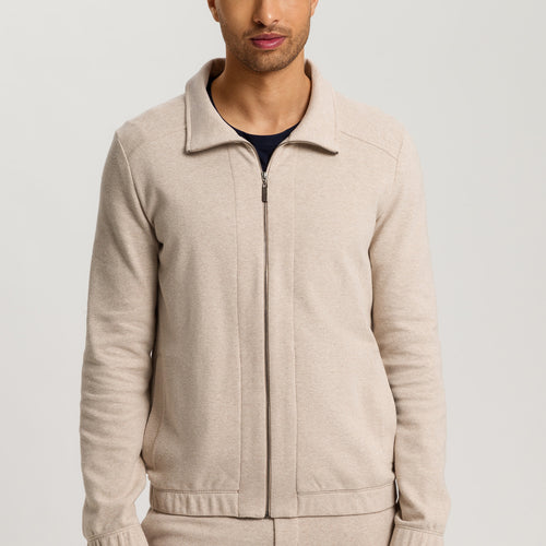 Cozy Living Organic Cotton Zip-Up Jacket | Camel Melange 75818-2895
