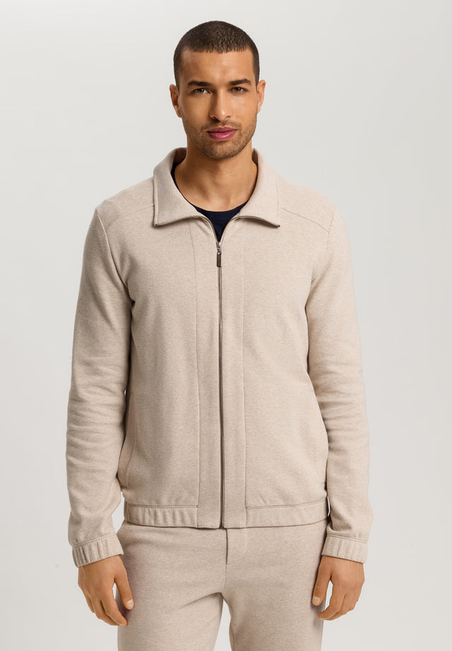 Cozy Living Organic Cotton Zip-Up Jacket | Camel Melange 75818-2895