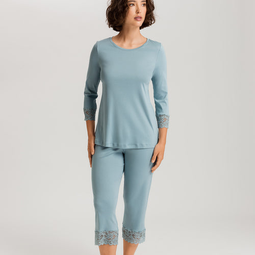 Moments Lace Trim Cotton Pajama Set | Tourmaline Blue 77928-2712