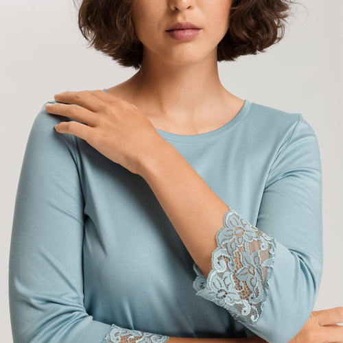 Moments Lace Trim Cotton Pajama Set | Tourmaline Blue 77928-2712