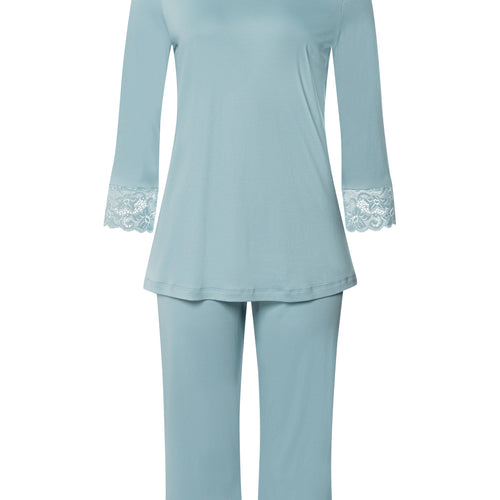 Moments Lace Trim Cotton Pajama Set | Tourmaline Blue 77928-2712
