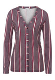 77934 Sleep And Lounge Long Sleeve Button Front Jersey Shirt - 2934 Sleek Stripe